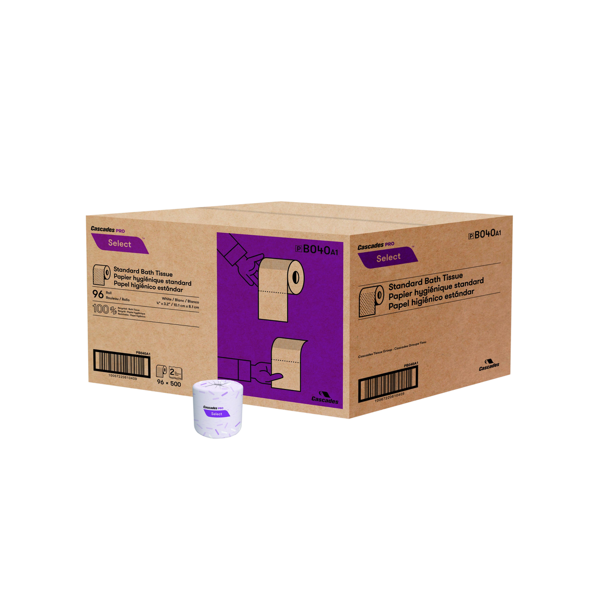 Standard Toilet Paper (B040) 500 sheets, 2Ply - Cascades