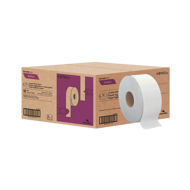 3.3" x 1000' 2 ply Jumbo Toilet Paper - 12 Rolls