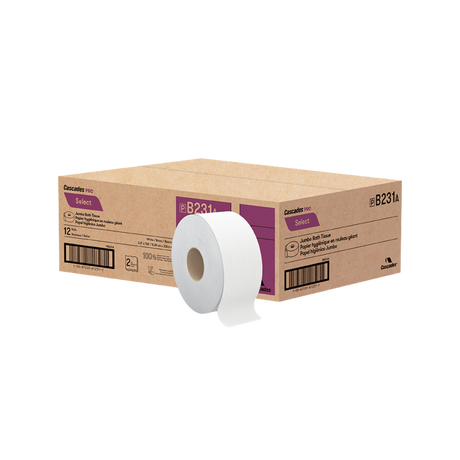 3.3" x 750', 2 ply Jumbo Toilet Paper - 12 Rolls