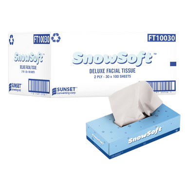100 sheets, 2 ply Facial Tissue - 30 Boxes