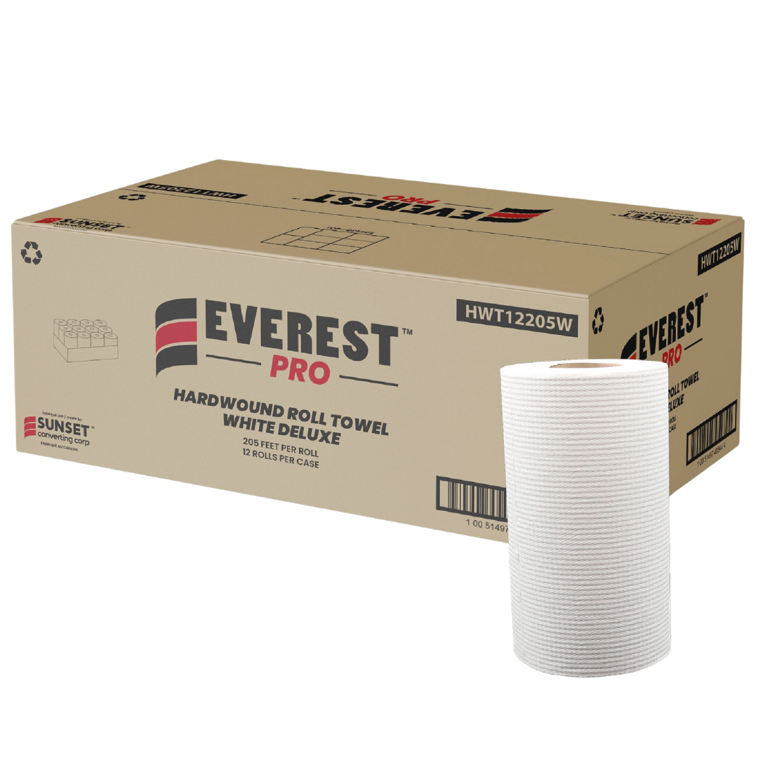 7.85" x 205' White Hand Towel Rolls