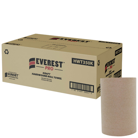 7.85" x 350' Kraft Hand Towel Rolls - 12 Rolls