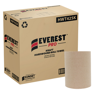 7.85" x 425' Kraft Hand Towel Rolls - 12 Rolls