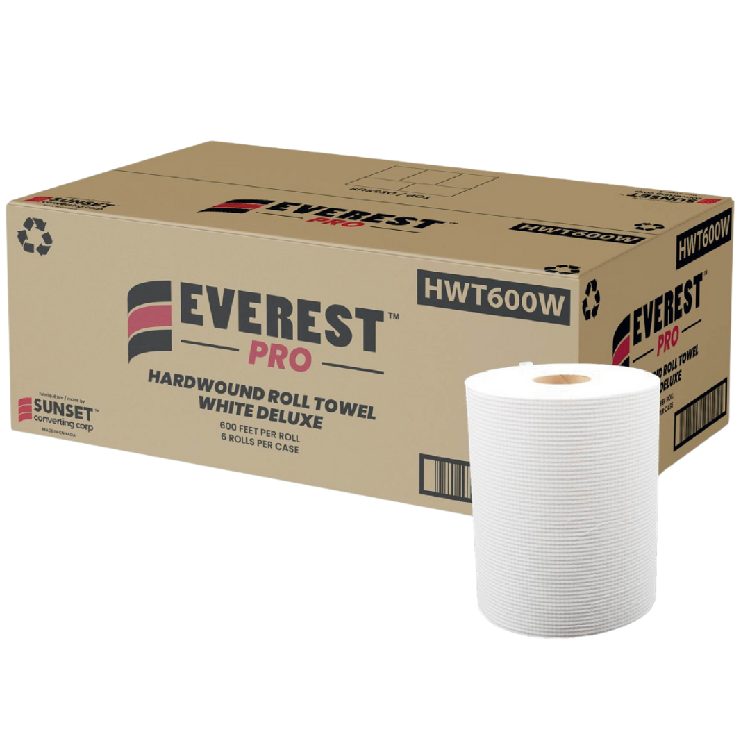 Hand Towel Rolls (HWT600W) 600', White - Sunset