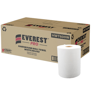 7.85" x 600' White Hand Towel Rolls - 6 Rolls