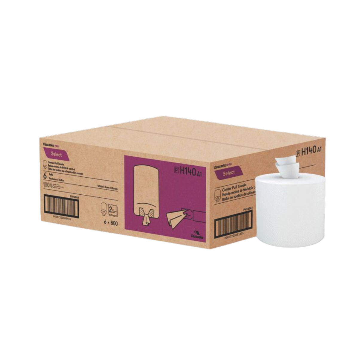 500 sheets White Center Pull Hand Towel - 6 Rolls