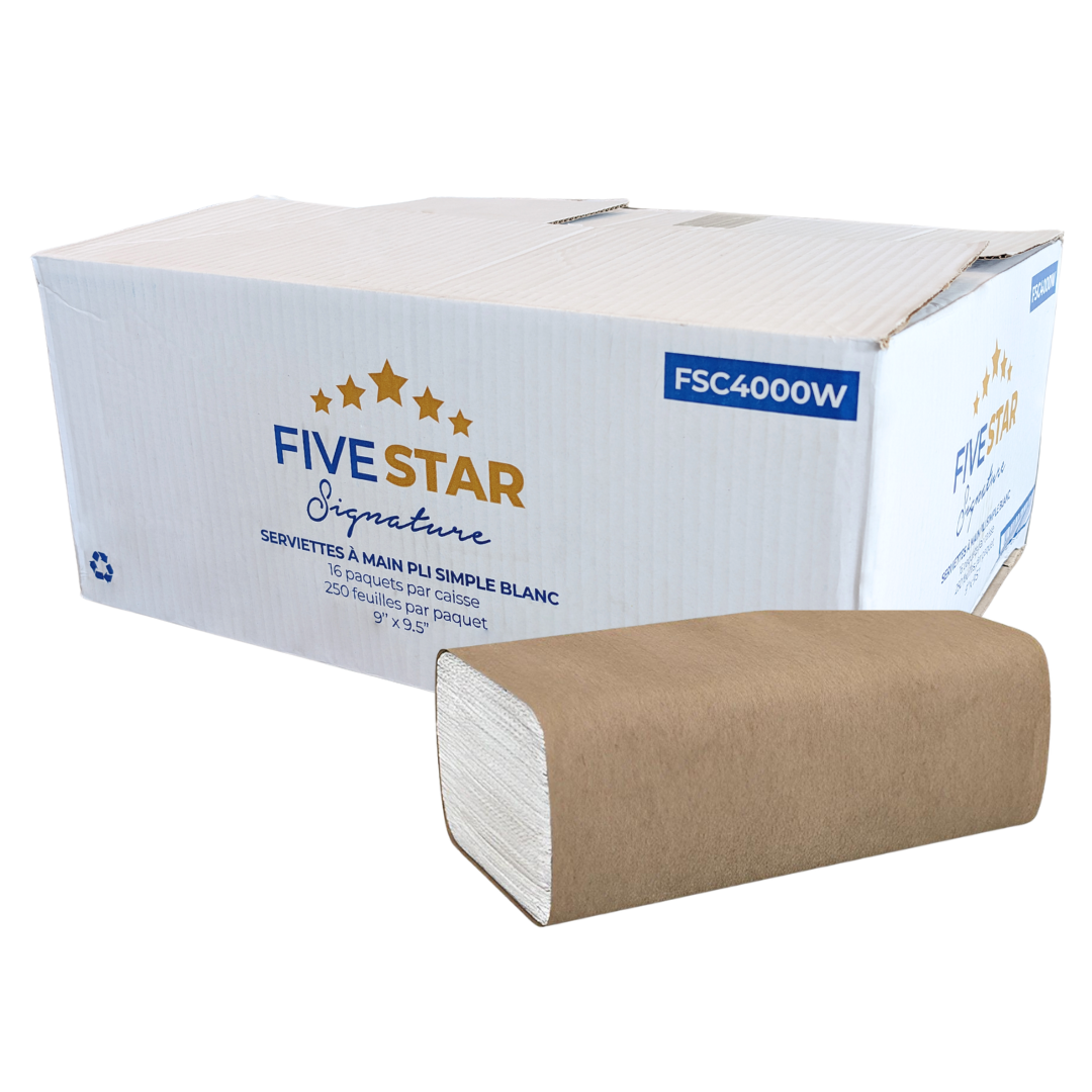 Singlefold White Hand Towel Sheets - 250x16/cs