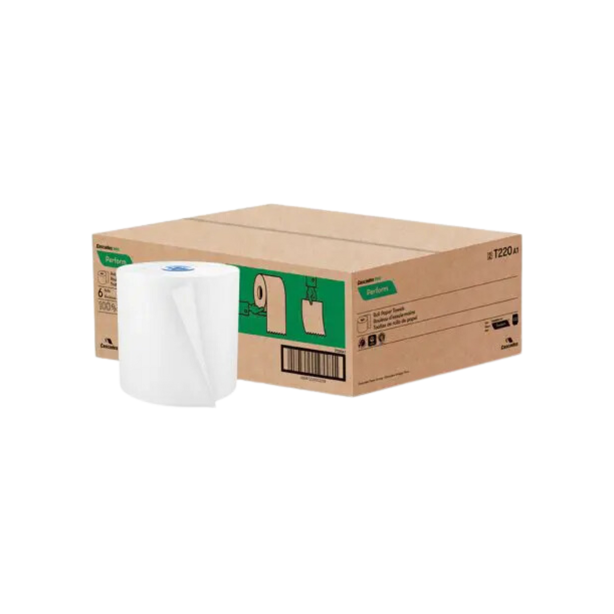 Tandem Hand Towel Rolls (T220) 7.5" x 1050', White - Cascades
