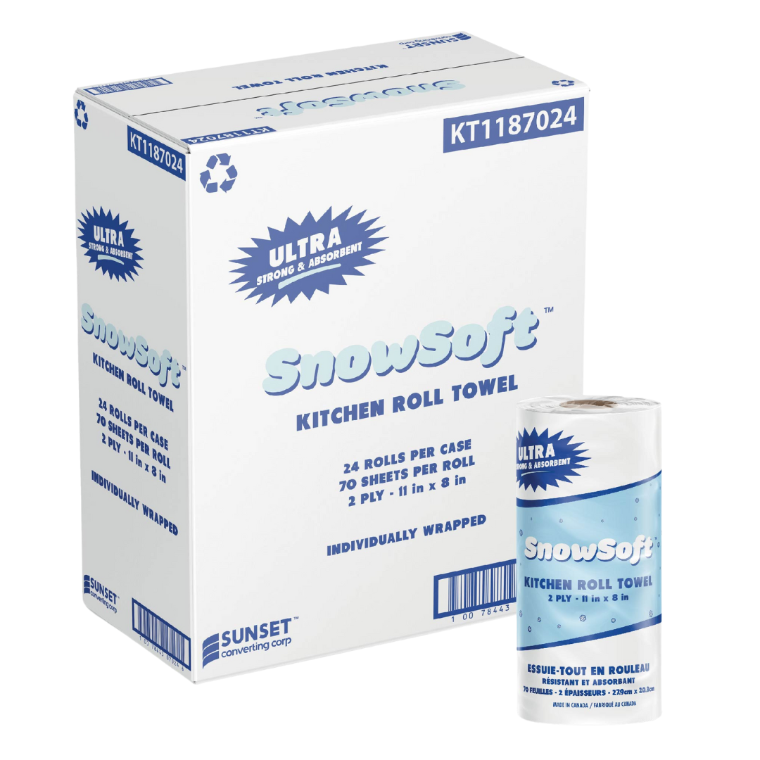 8" x 11", 70 Sheets, 2 Ply Kitchen Towel - 24 Rolls