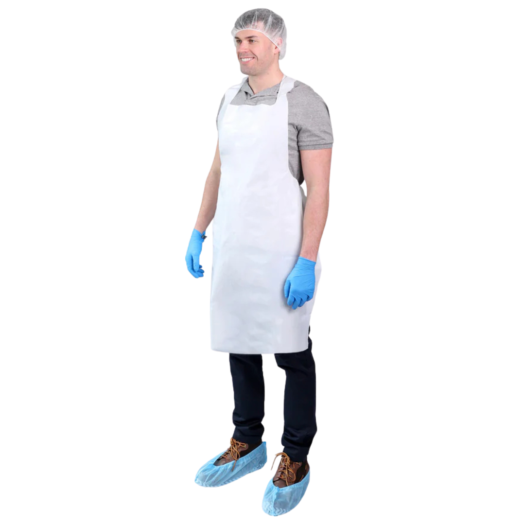 5.5mil White Polyurethane Apron - 1 Piece