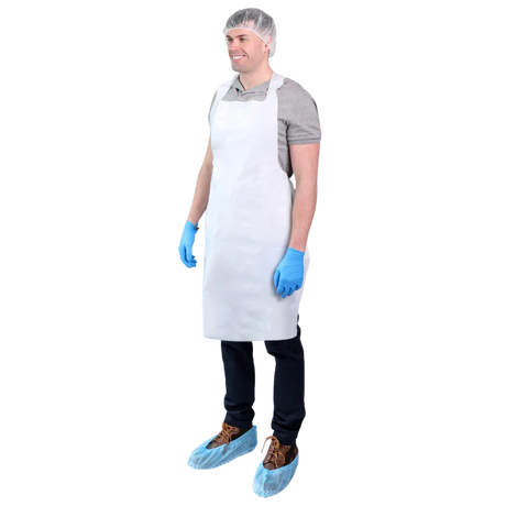 5.5mil White Polyurethane Apron - 1 Piece