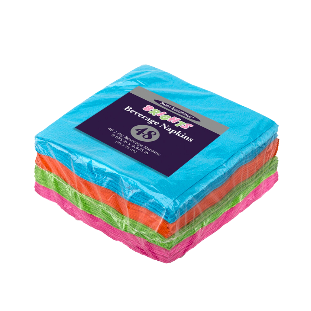 Assorted Neon 2 ply Beverage Napkins