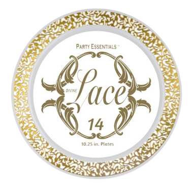 10.25" White Lace Plates with Gold Edge