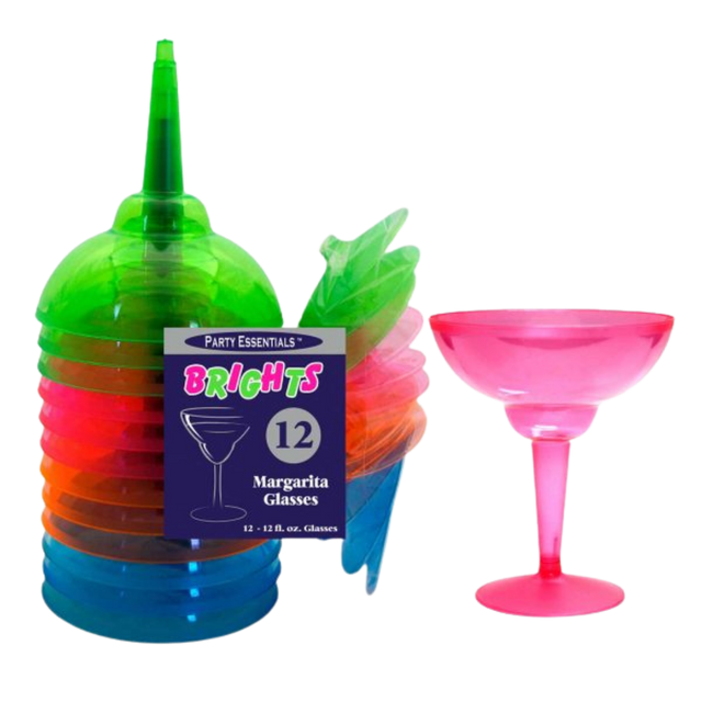 12oz Assorted Neon Margarita Glasses