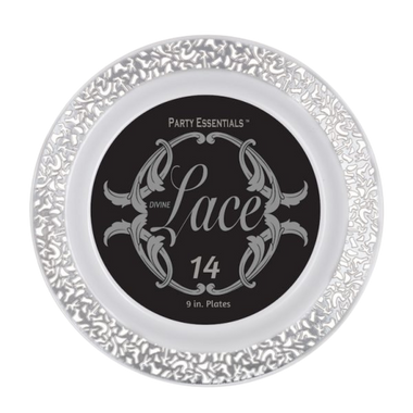 9" White Lace Plates with Silver Edge