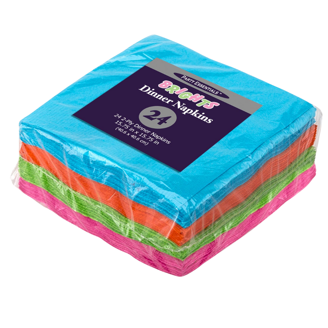 15.75" x 15.75" Assorted Neon 2 ply Dinner Napkins