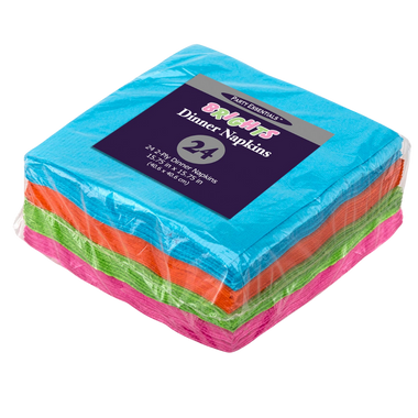 15.75" x 15.75" Assorted Neon 2 ply Dinner Napkins