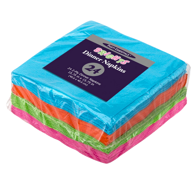 15.75" x 15.75" Assorted Neon 2 ply Dinner Napkins