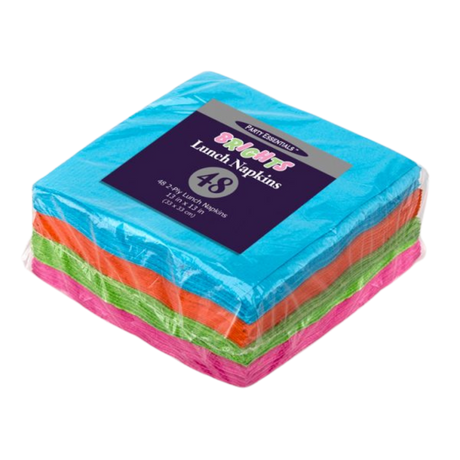 13" x 13" Assorted Neon 2 ply Lunch Napkins