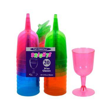 5.5 oz Assorted Neon Wine Glasses