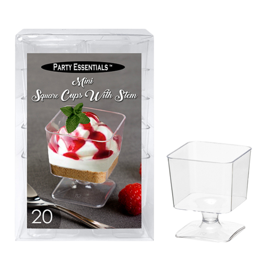 Mini Square Cups with Stem (N216402) 2oz - Party Essentials