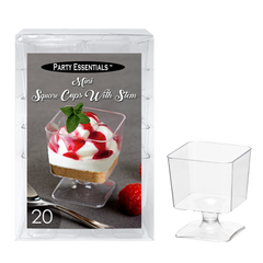Mini Square Cups with Stem (N216402) 2oz - Party Essentials