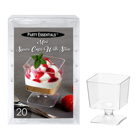 Mini Square Cups with Stem - RE6402 - 20pcs/pk