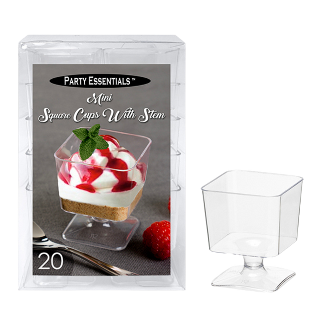 Mini Square Cups with Stem - RE6402 - 20pcs/pk