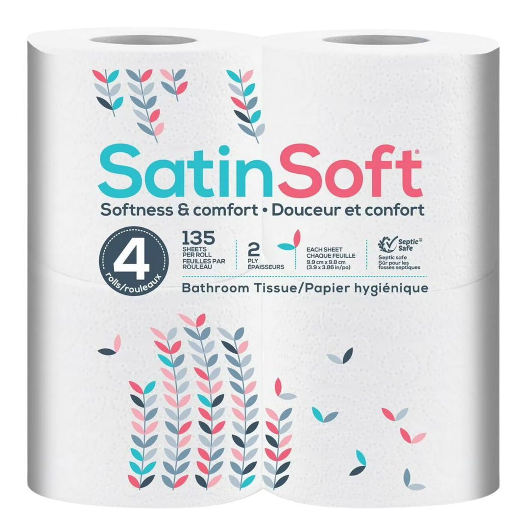 Bath.Tiss - Satin Soft(econo)Prev.April 4R (TG7728) 2 Ply, 135 Sheets, 4 Rolls x 24 Packs - Cascades