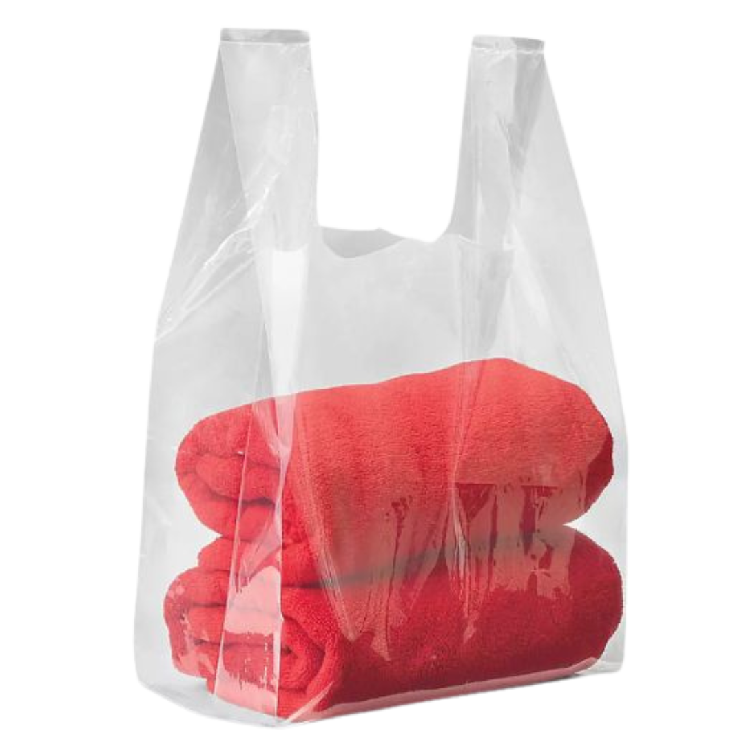 18" x 21" Clear Low Density Shopping Bags - 15lb