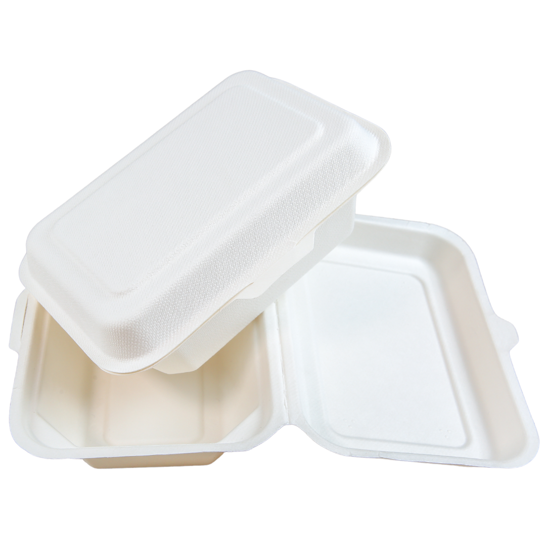 7" x 5" x 2.5" Sugarcane Take-Out Container - 1-Comp.