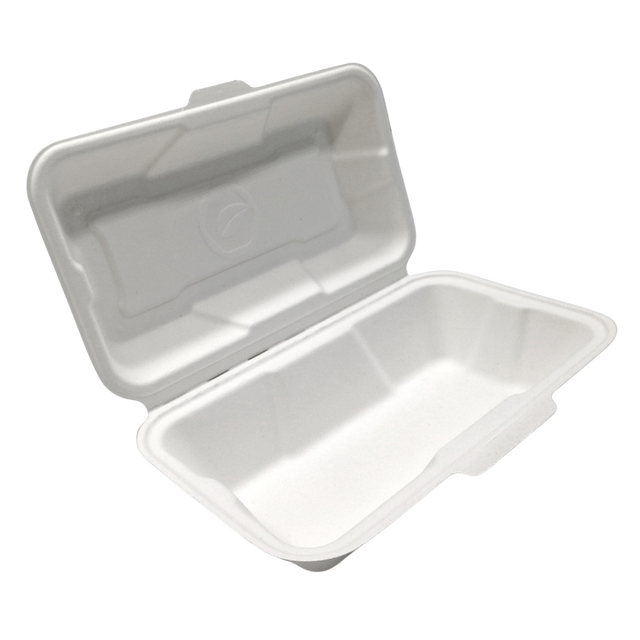 8" × 4"× 3" Sugarcane Take-Out Hot Dog Container