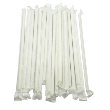 8'' White Paper Straws with Pointed End