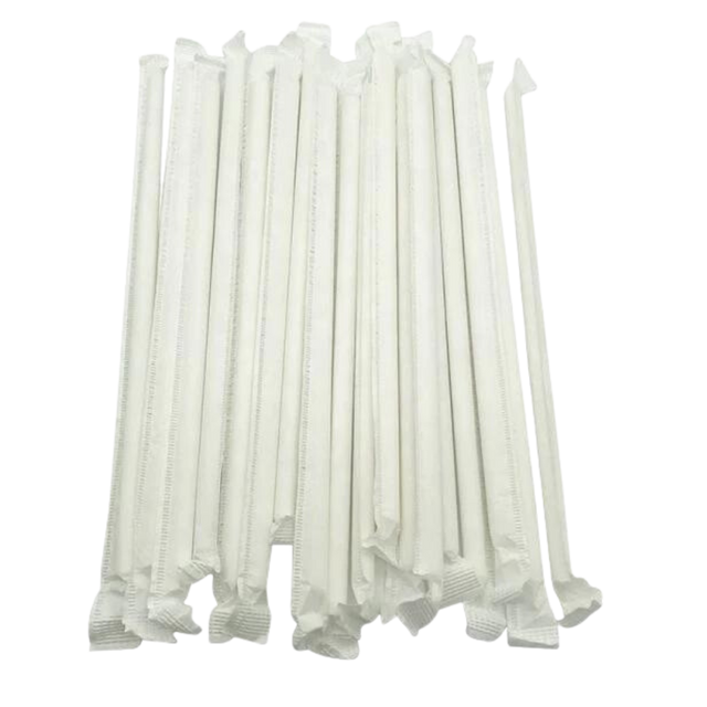 8'' White Paper Straws with Pointed End