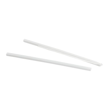8" Individually Wrapped Super Jumbo White Plastic Straws