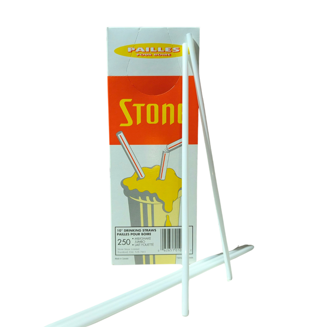 10" Unwrapped White Milkshake Straws