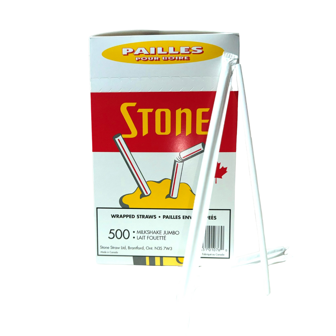 7.75" Unwrapped White Milkshake Straws - 9 x 250