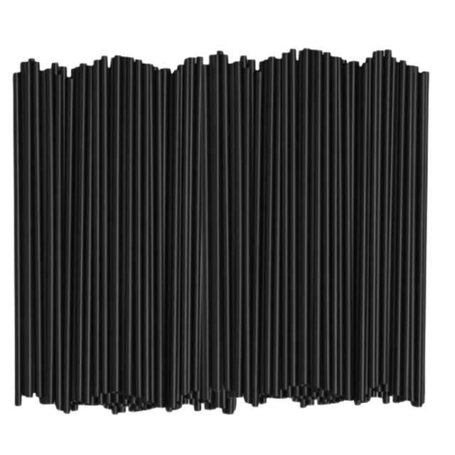 6" Unwrapped Black Cocktail Straws - 2500pcs