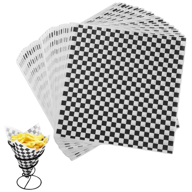 Wax Paper,  Black Checkered - WP1212-1-BK - 1000 pcs/case