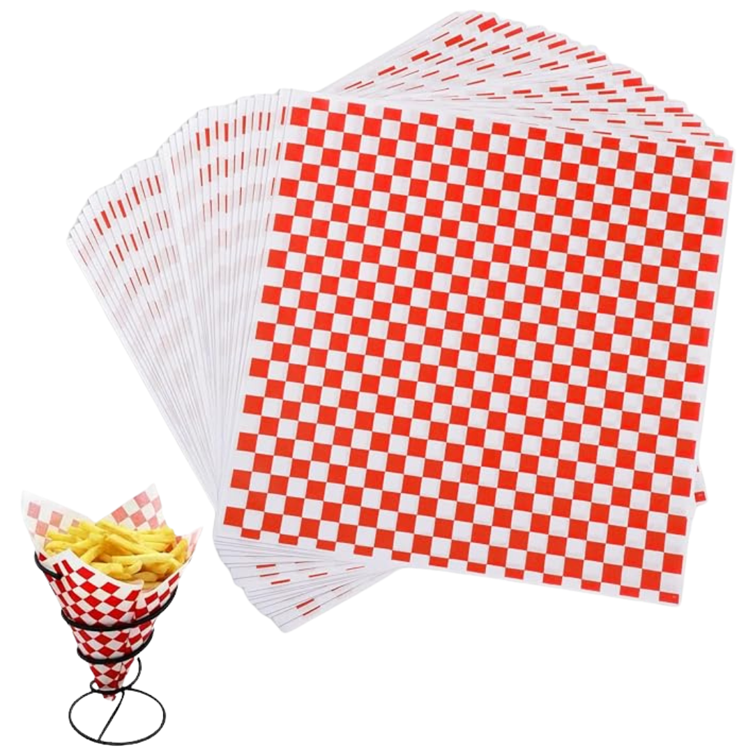 12" x 12" Red Checkered Wax Paper