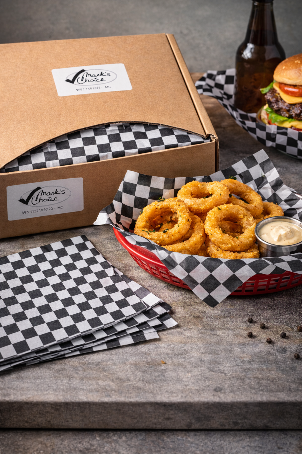 12" x 12" Black Checkered Wax Paper