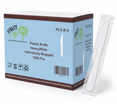White Medium Individually Wrapped Plastic Knives